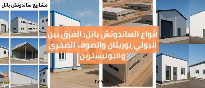 أنواع الساندوتش بانل: الفرق بين البولي يوريثان والصوف الصخري والبوليسترين