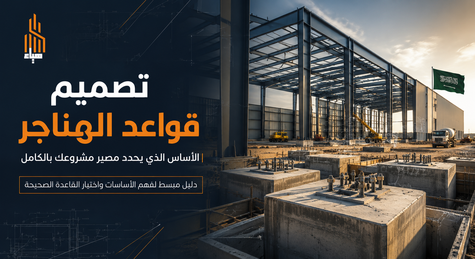 تصميم قواعد الهناجر الخرسانية للهيكل الحديدي في السعودية