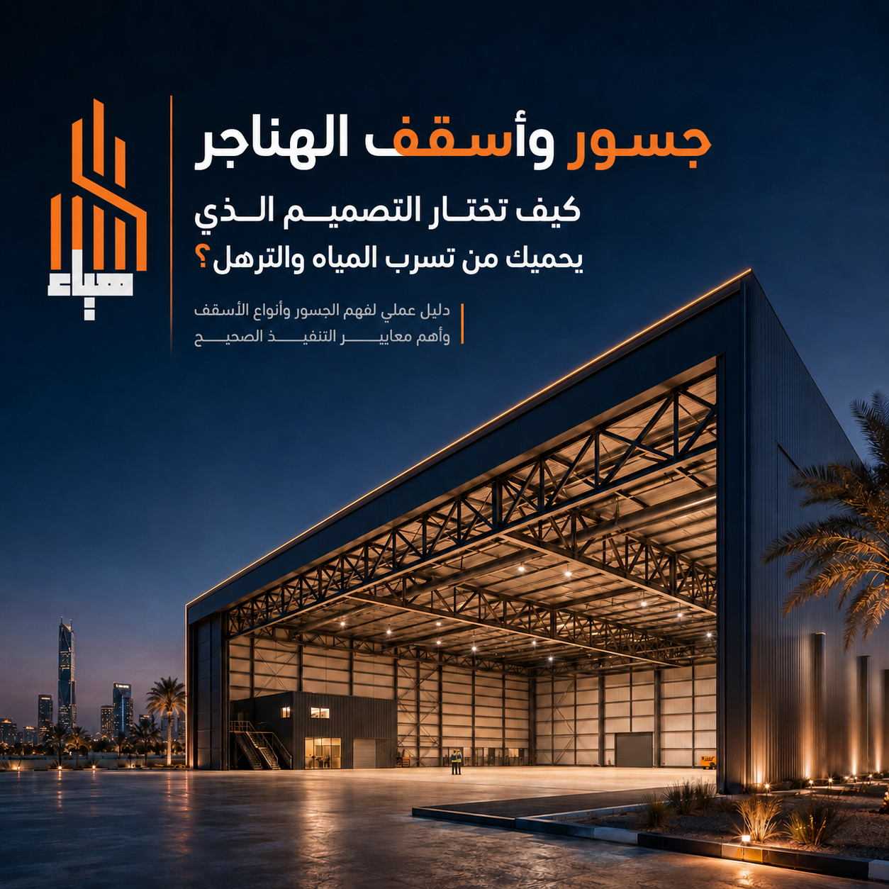 صورة غلاف توضح أهمية تصميم جسور وأسقف الهناجر بطريقة هندسية صحيحة.